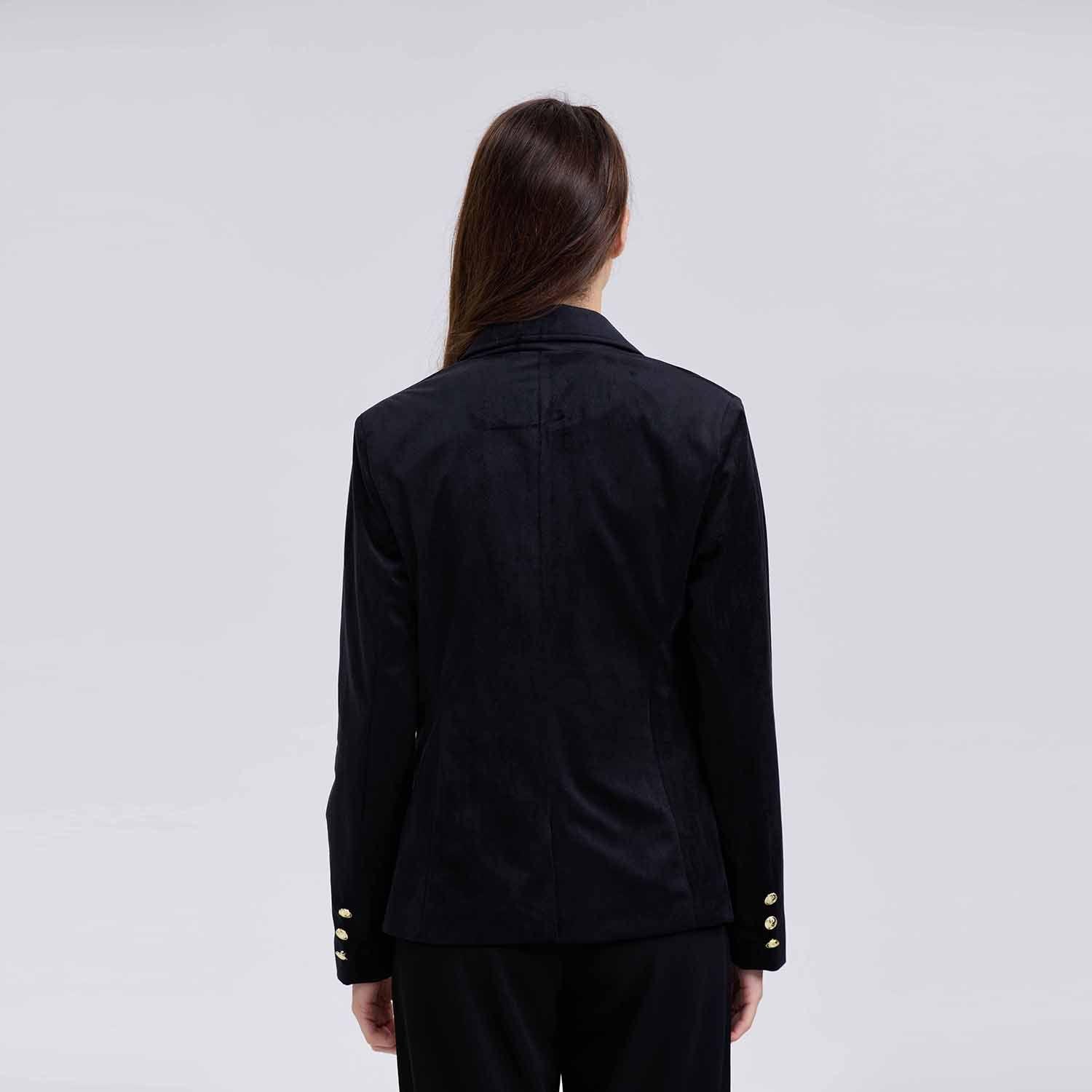 Blazer Mujer Terciopelo Con Solapa Negro-2