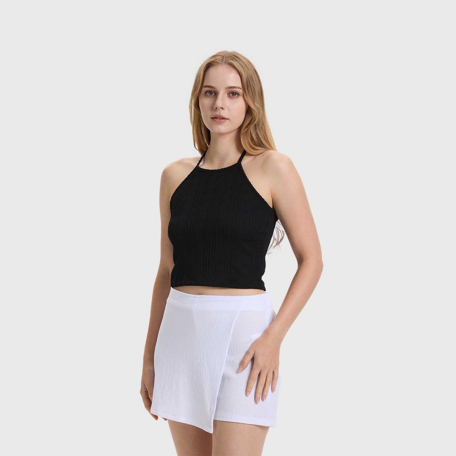 Polera Mujer Tiras Cuello Negro Fashion's Park-1