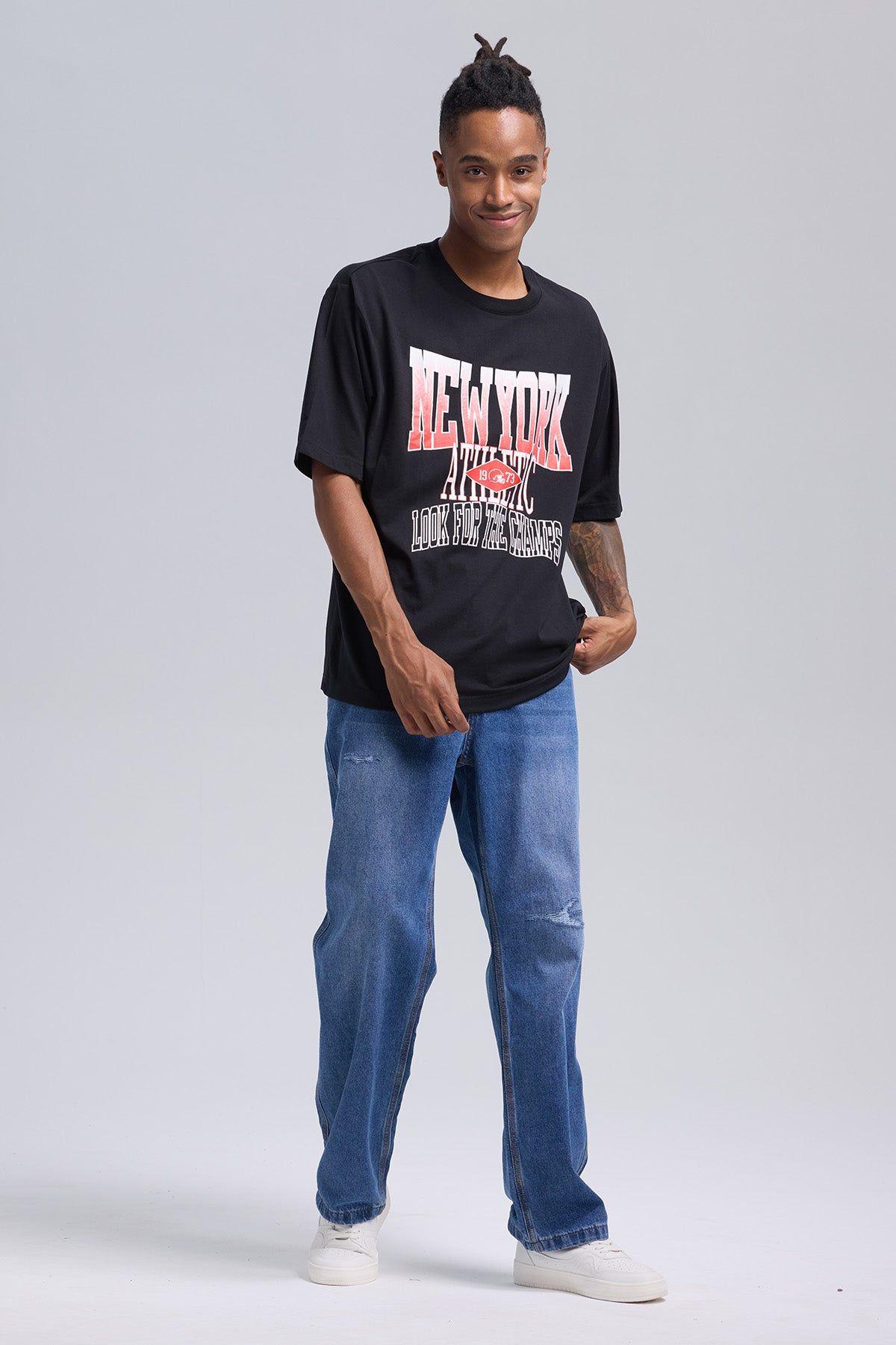 Polera Hombre Print Central Negro-3
