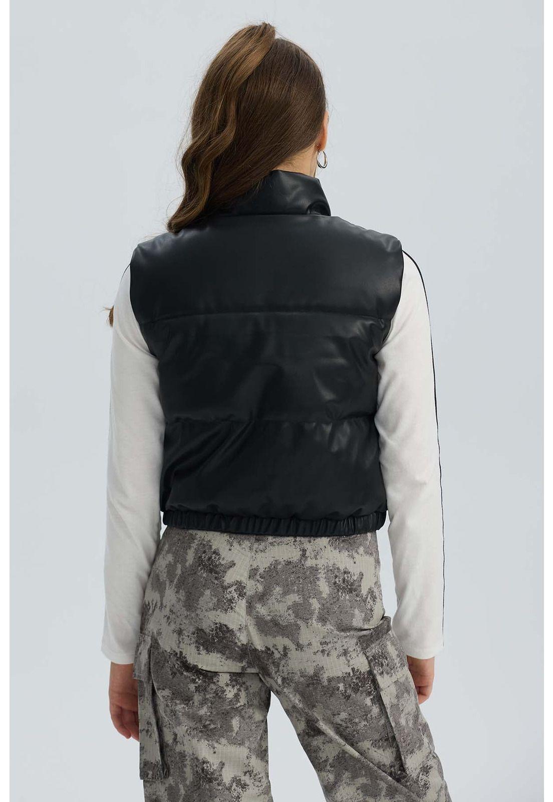 Parka Niña Efecto Cuero Negro - lll-2