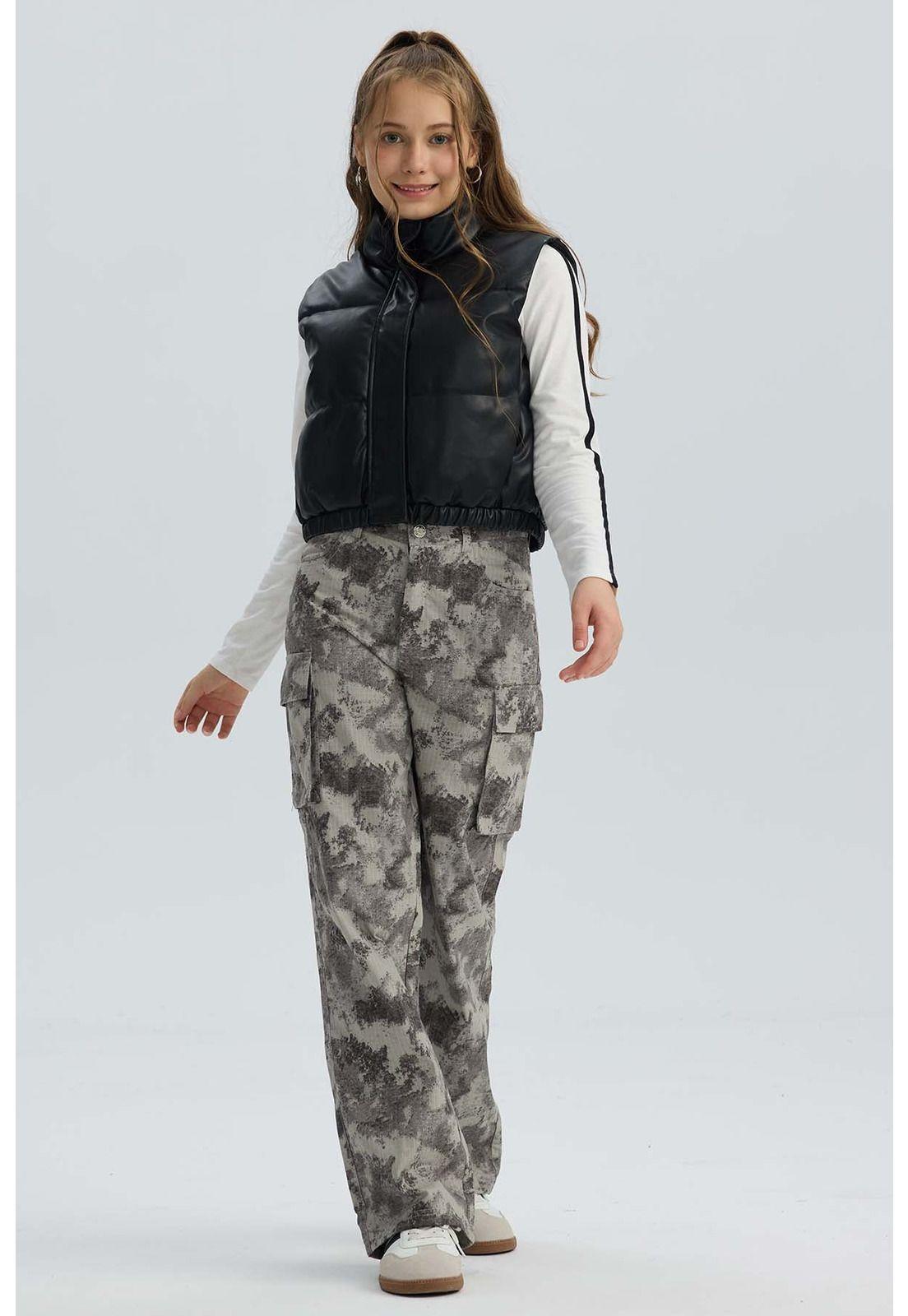 Parka Niña Efecto Cuero Negro - lll-3