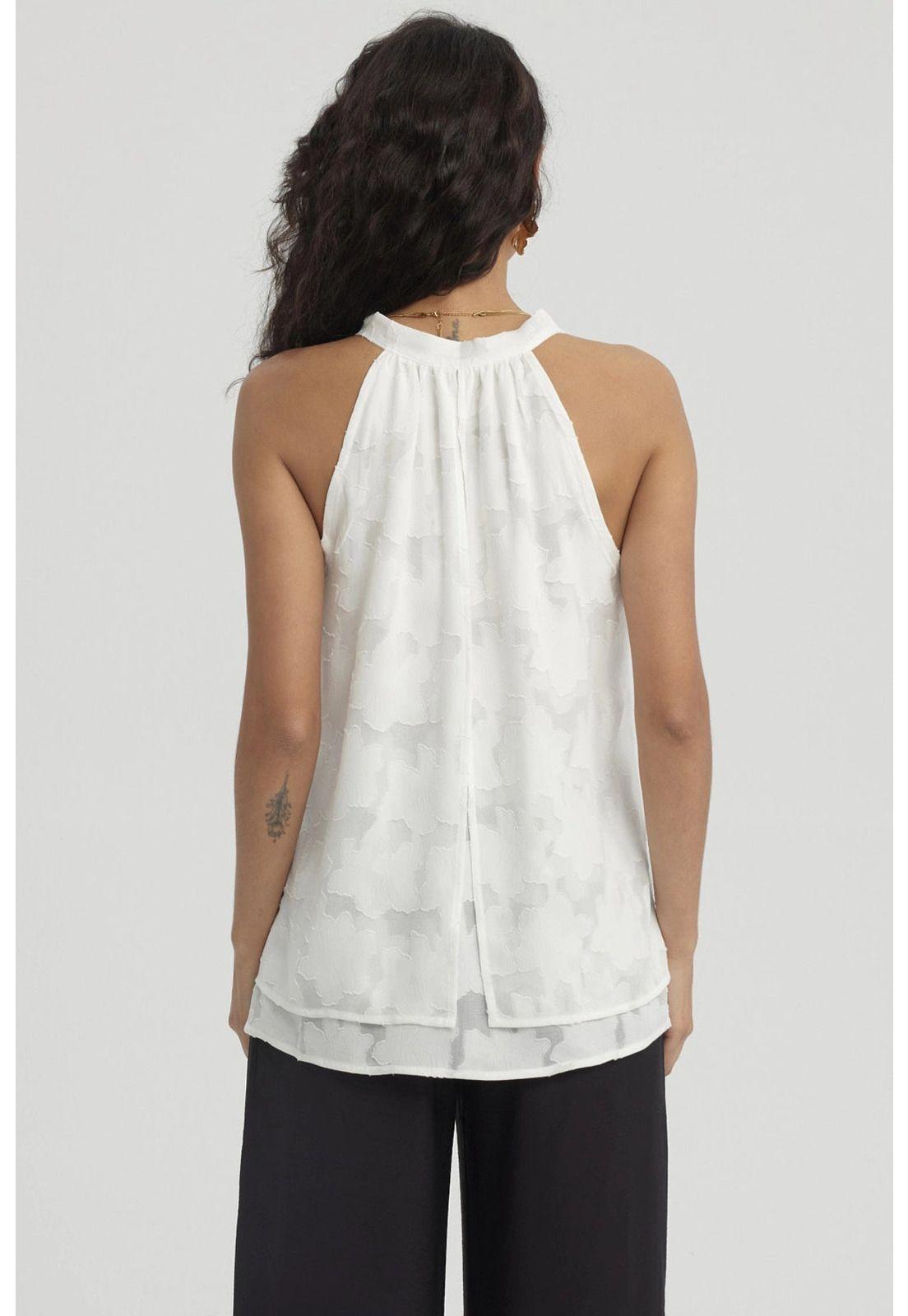 Blusa Mujer Doble Capa Con Cinta Crudo-6