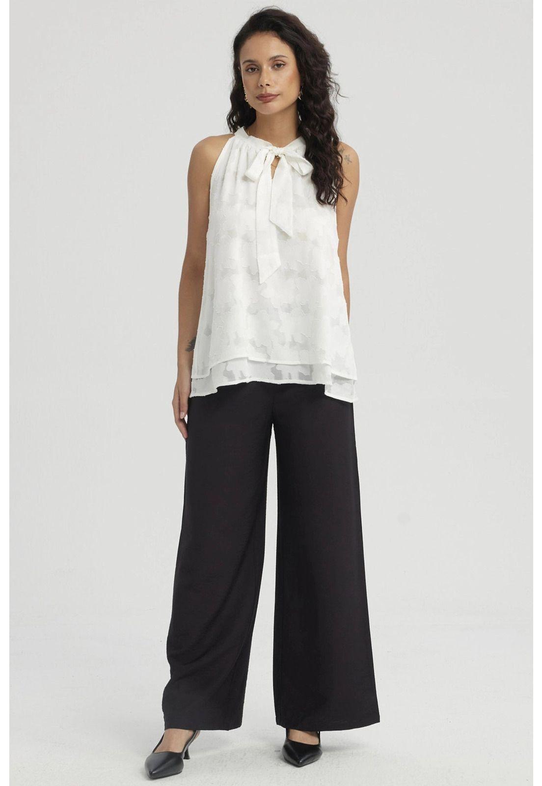 Blusa Mujer Doble Capa Con Cinta Crudo-7