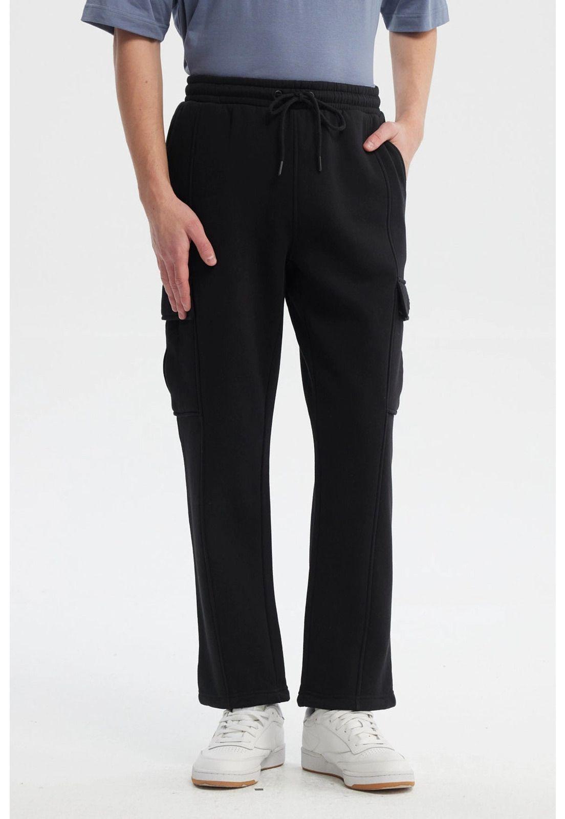 Pantalón Buzo Hombre Calce Recto Negro - ll-0