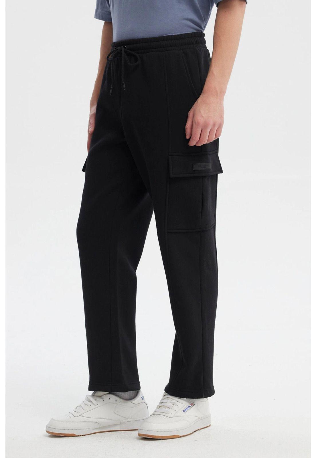 Pantalón Buzo Hombre Calce Recto Negro - ll-1