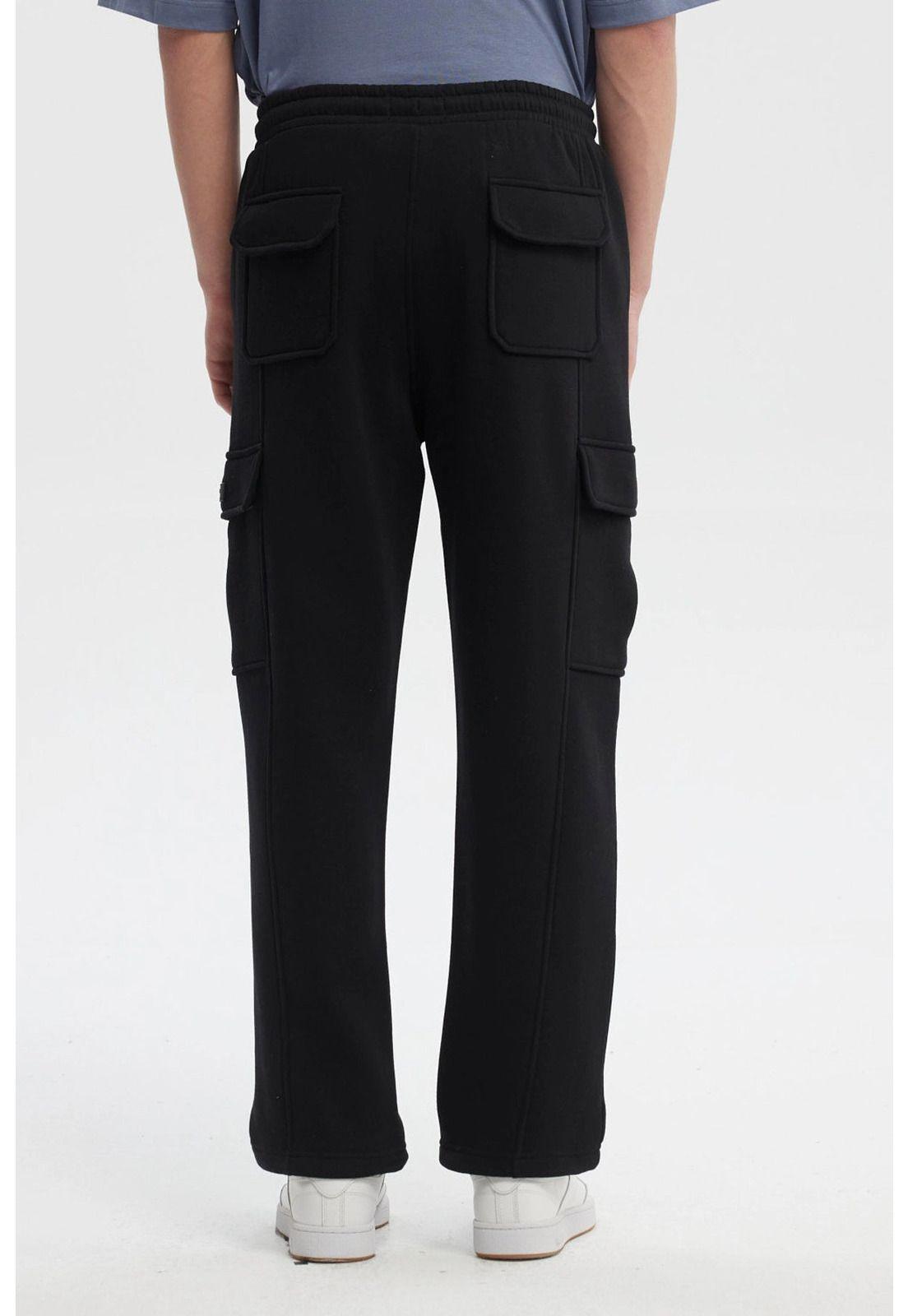 Pantalón Buzo Hombre Calce Recto Negro - ll-2