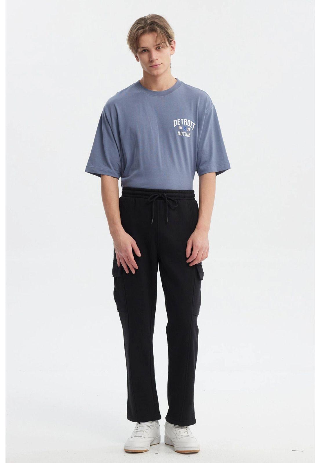 Pantalón Buzo Hombre Calce Recto Negro - ll-3