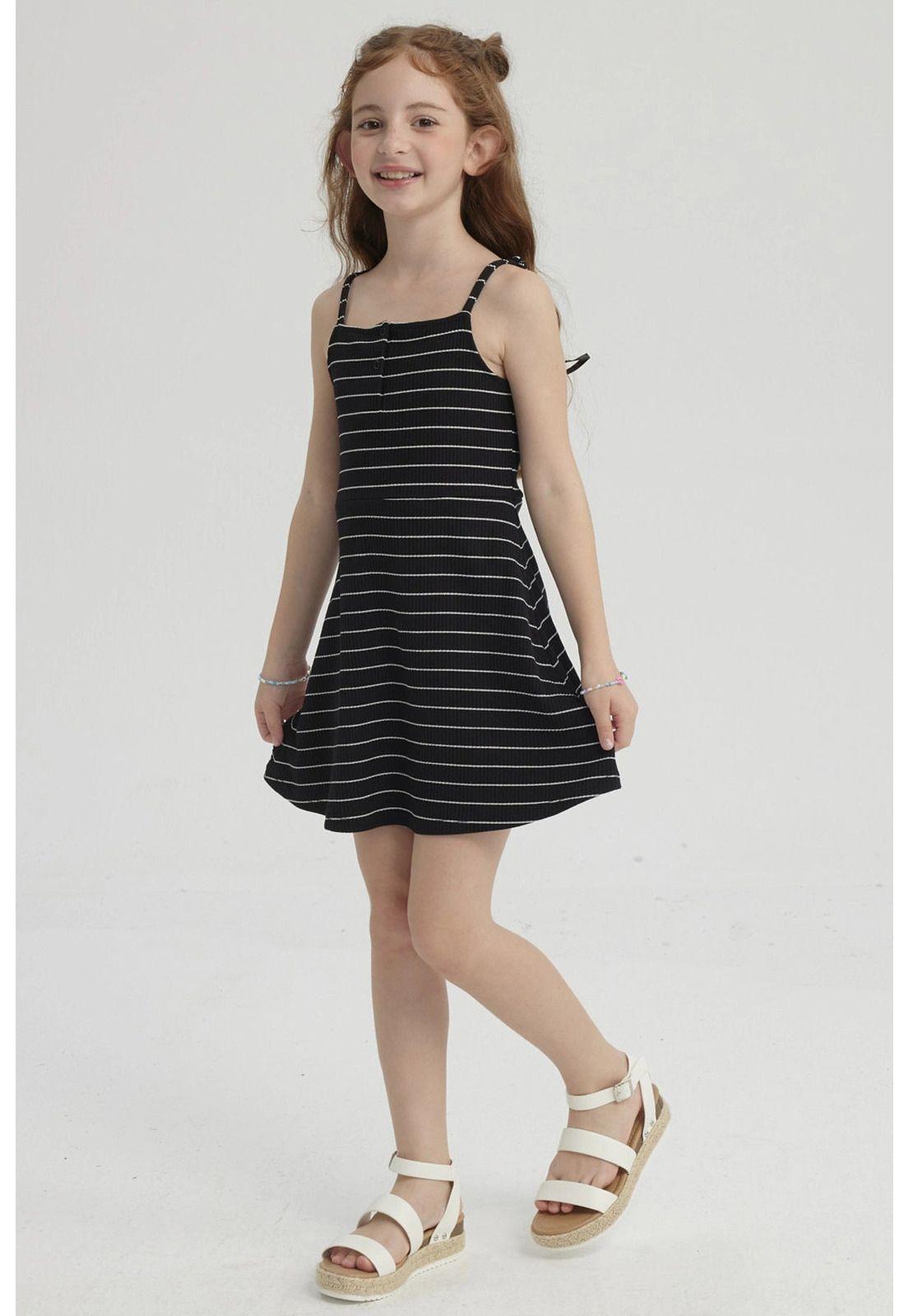 Vestido Niña Rayas Negro-0