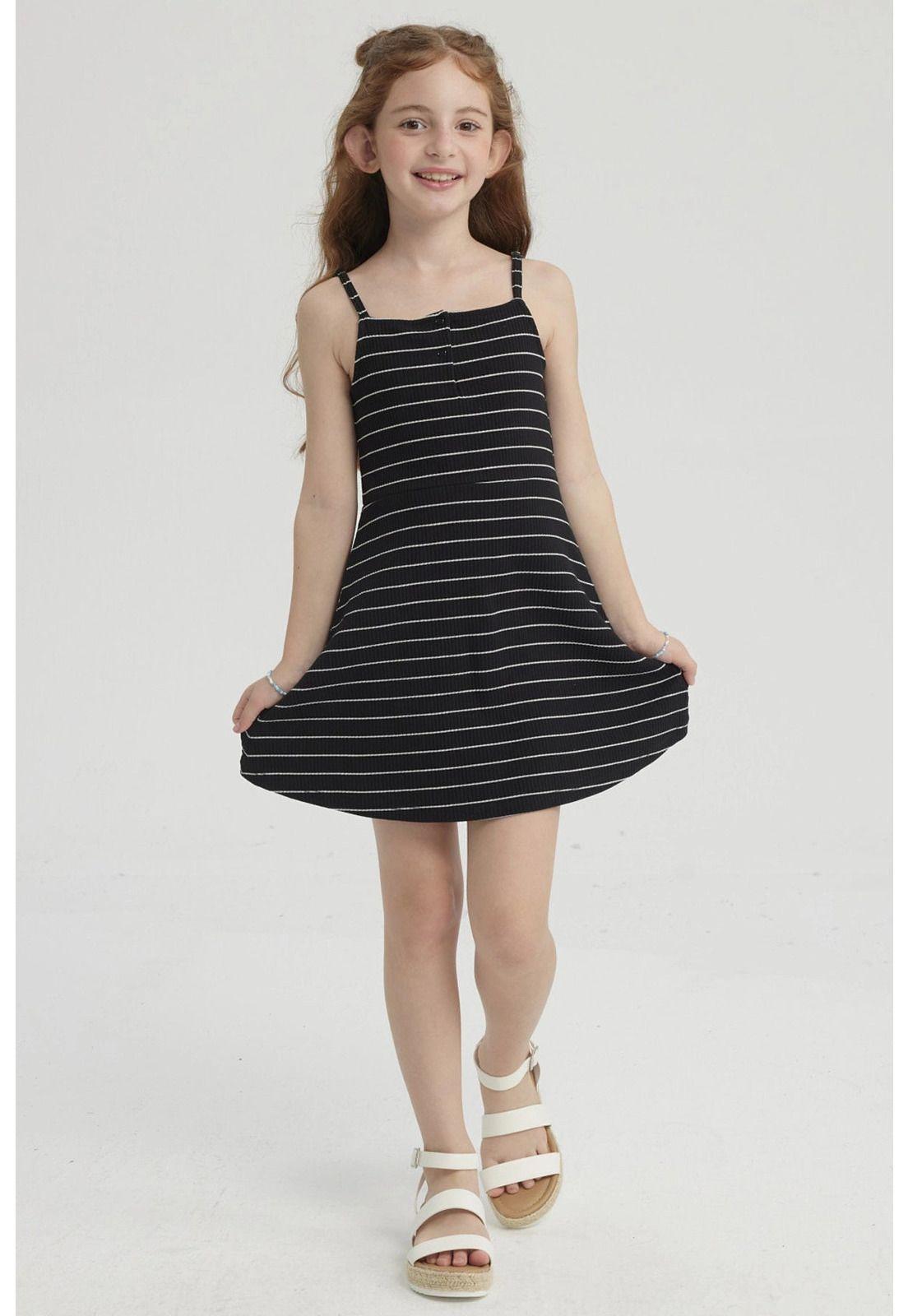 Vestido Niña Rayas Negro-1