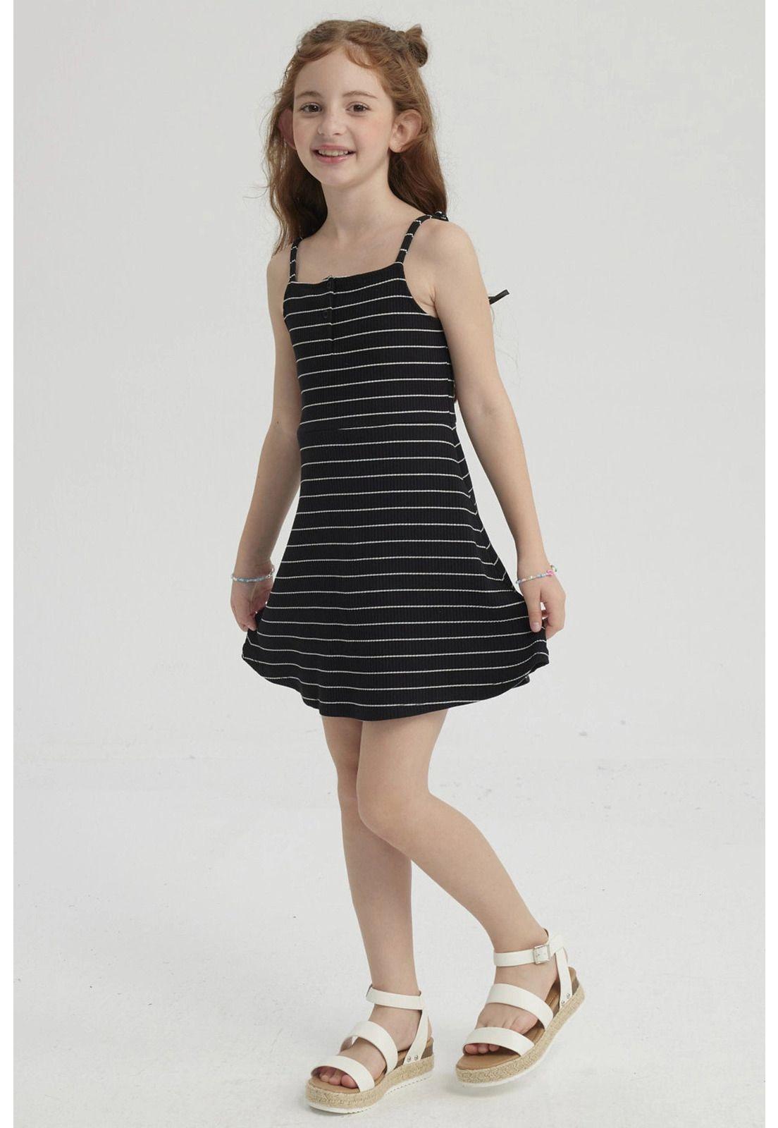Vestido Niña Rayas Negro-3
