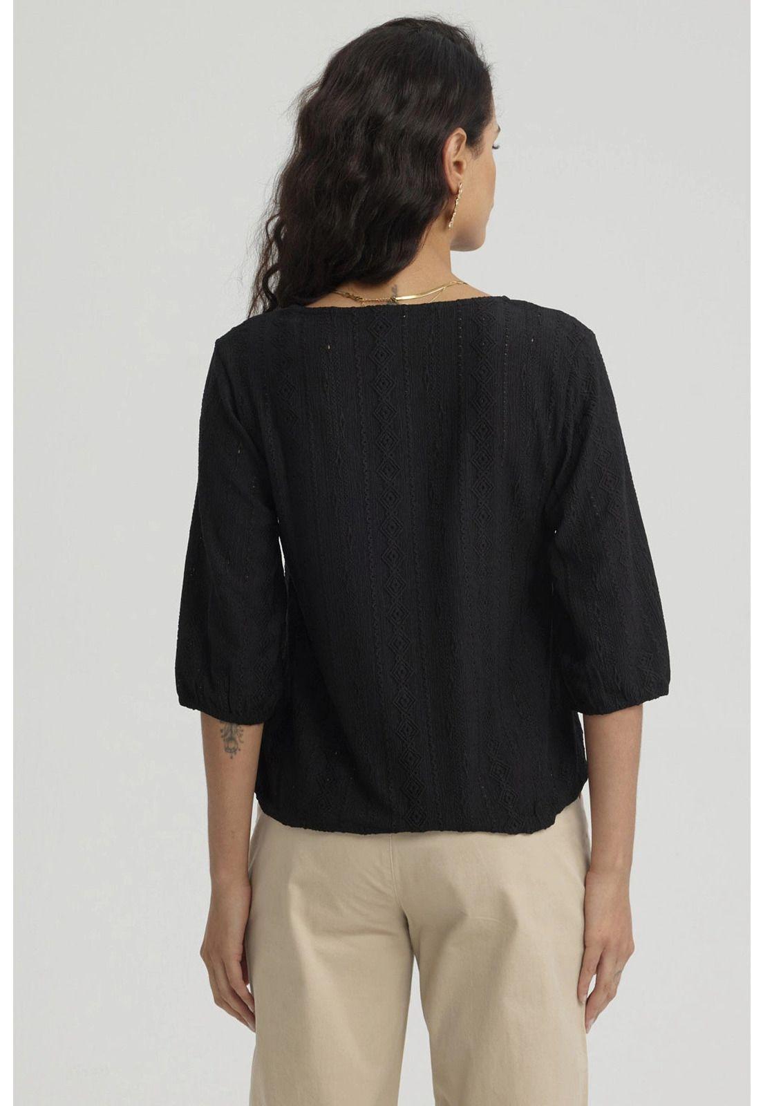 Polera Mujer Botones Decorativos Negro-2