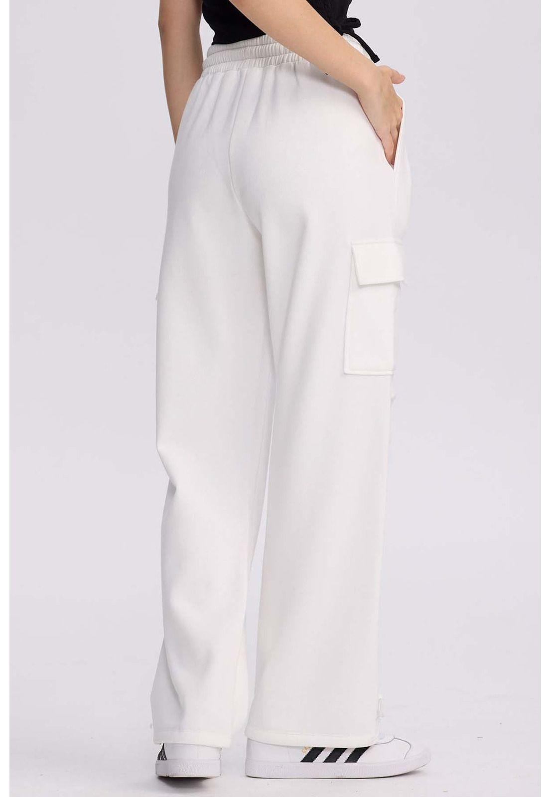Pantalón Buzo Mujer Cargo Crema-2
