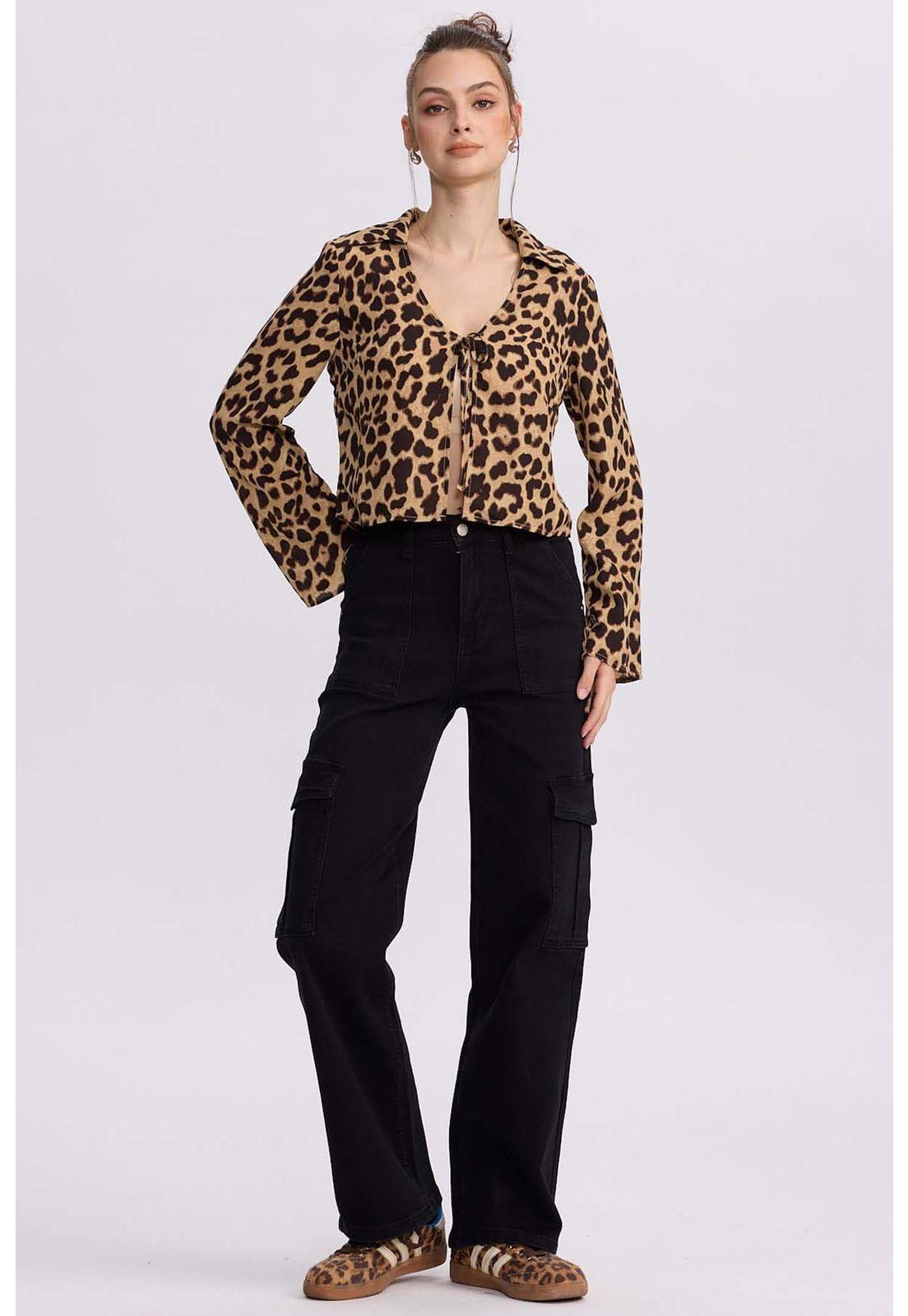 Jeans Mujer Cargo Calce Recto Negro - VI-3