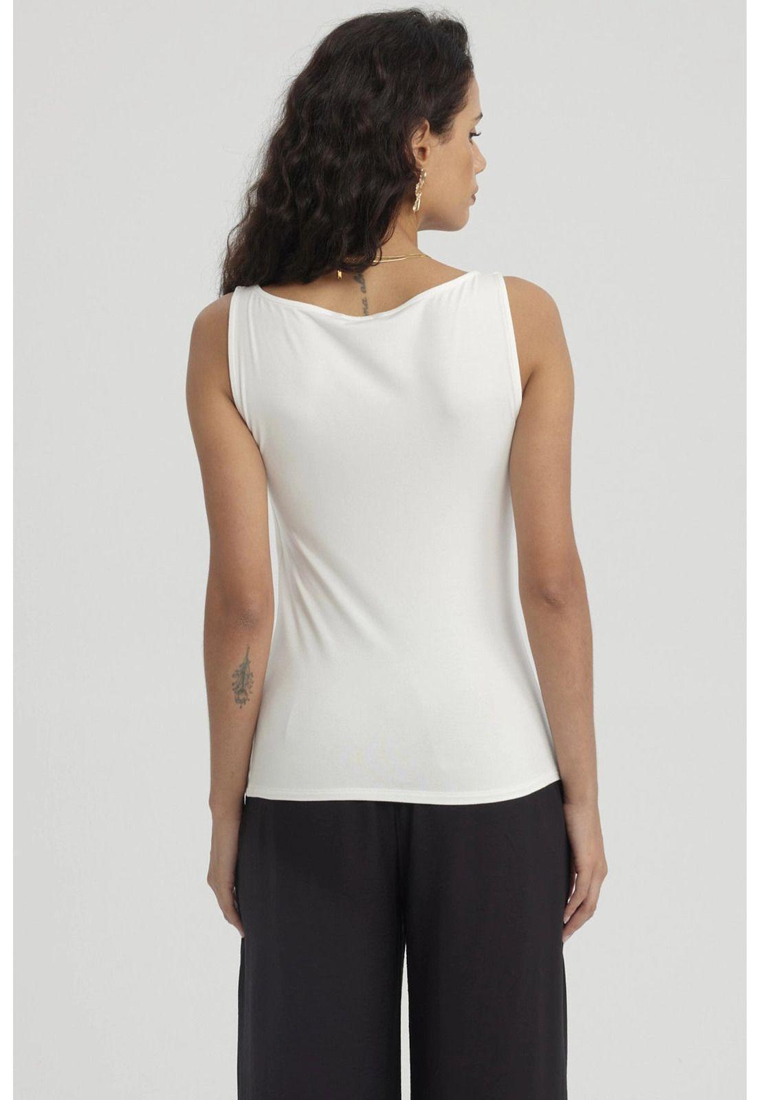 Polera Mujer Drapeado Aplicación Crudo-2