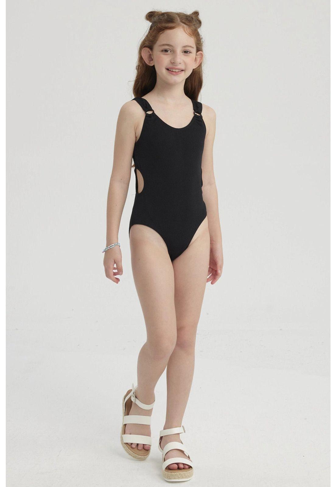Traje De Baño Niña Argolla Negro-0