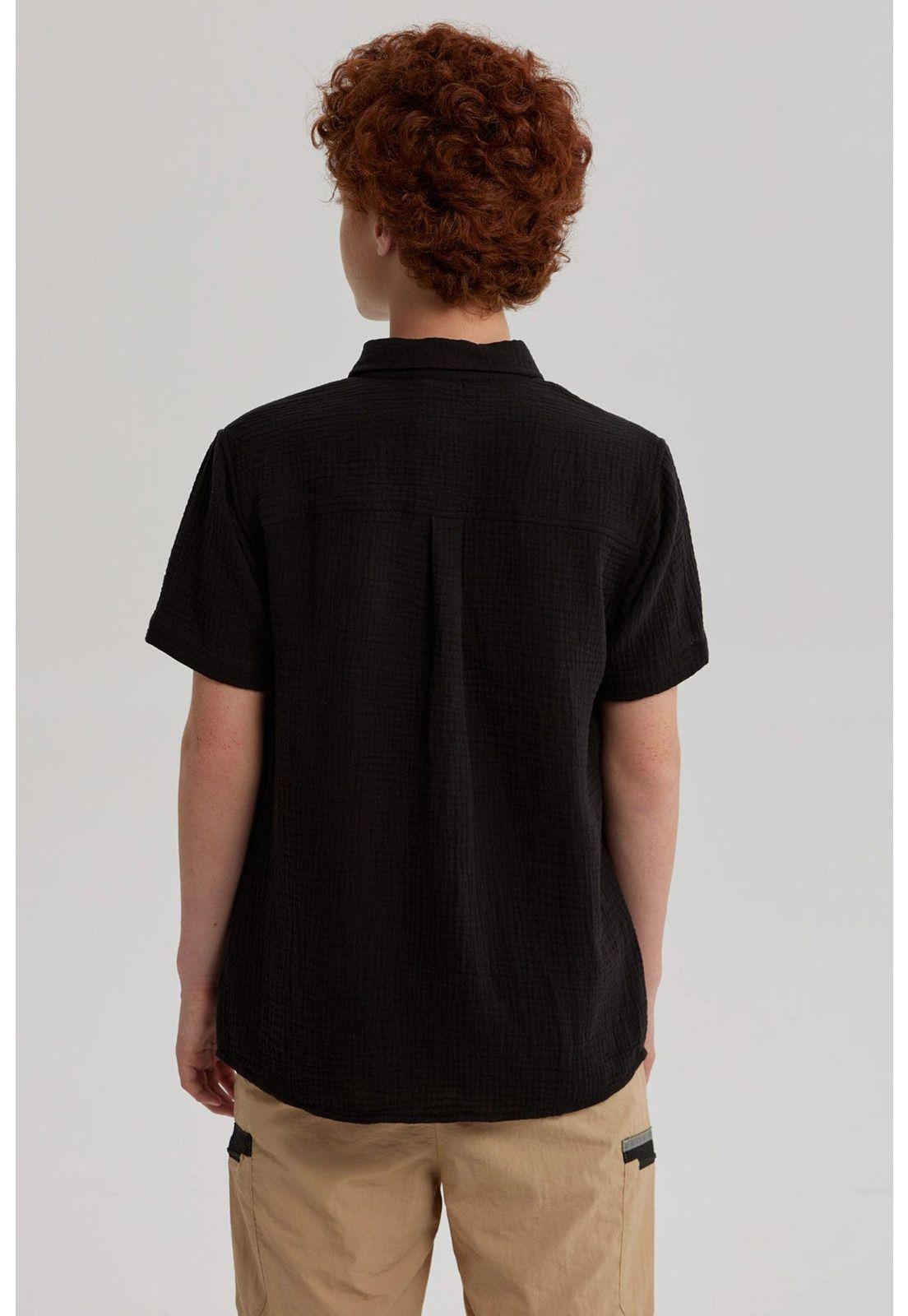 Camisa Niño Texto En Bolsillo Negro-2