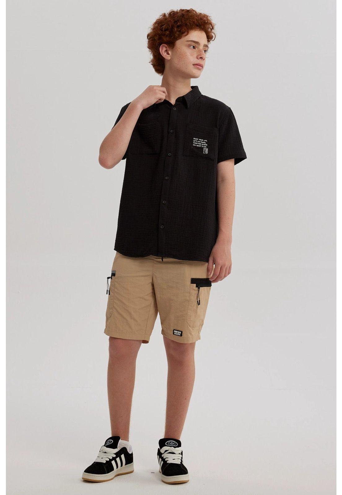 Camisa Niño Texto En Bolsillo Negro-3