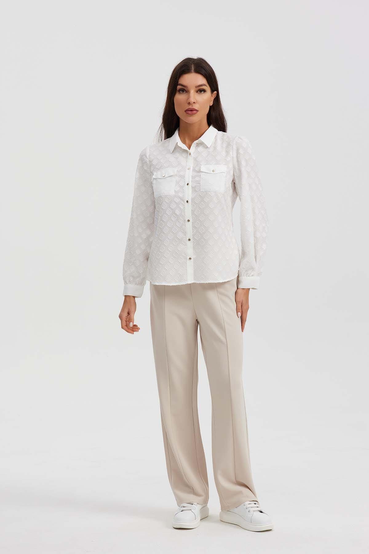 Blusa Mujer Abotónada Crudo-3