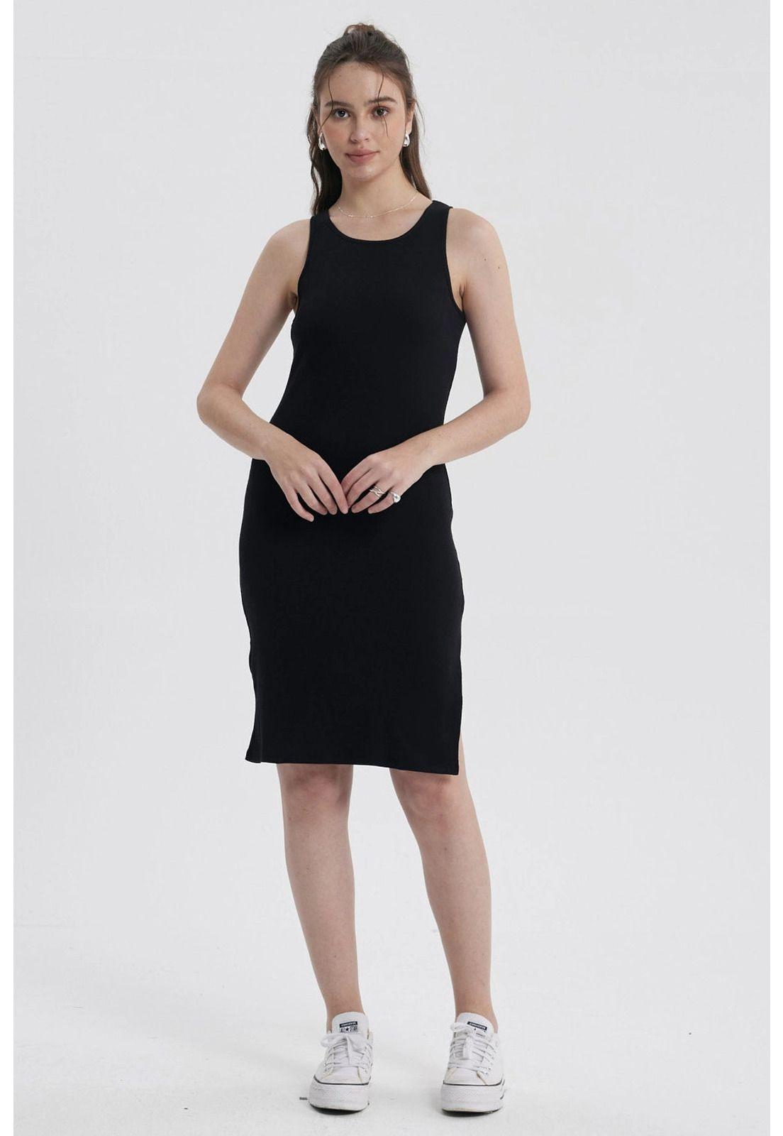 Vestido Mujer Halter Midi Negro-0