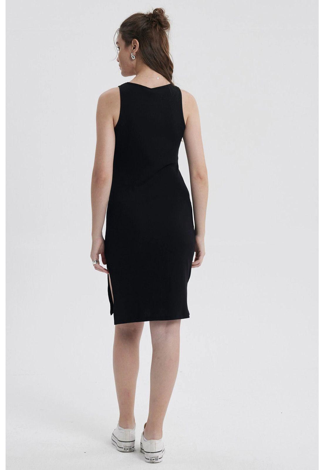 Vestido Mujer Halter Midi Negro-2
