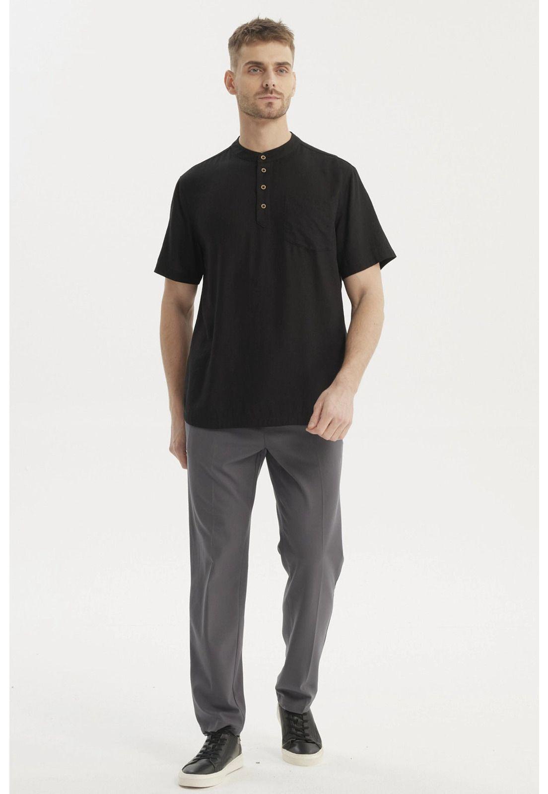 Camisa Hombre Slim Negro-3