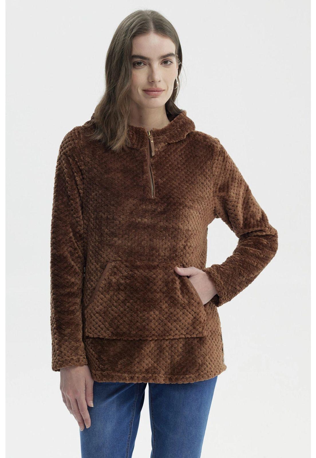 Polar Mujer Básico Aplicación Botón Camel Oscuro-0