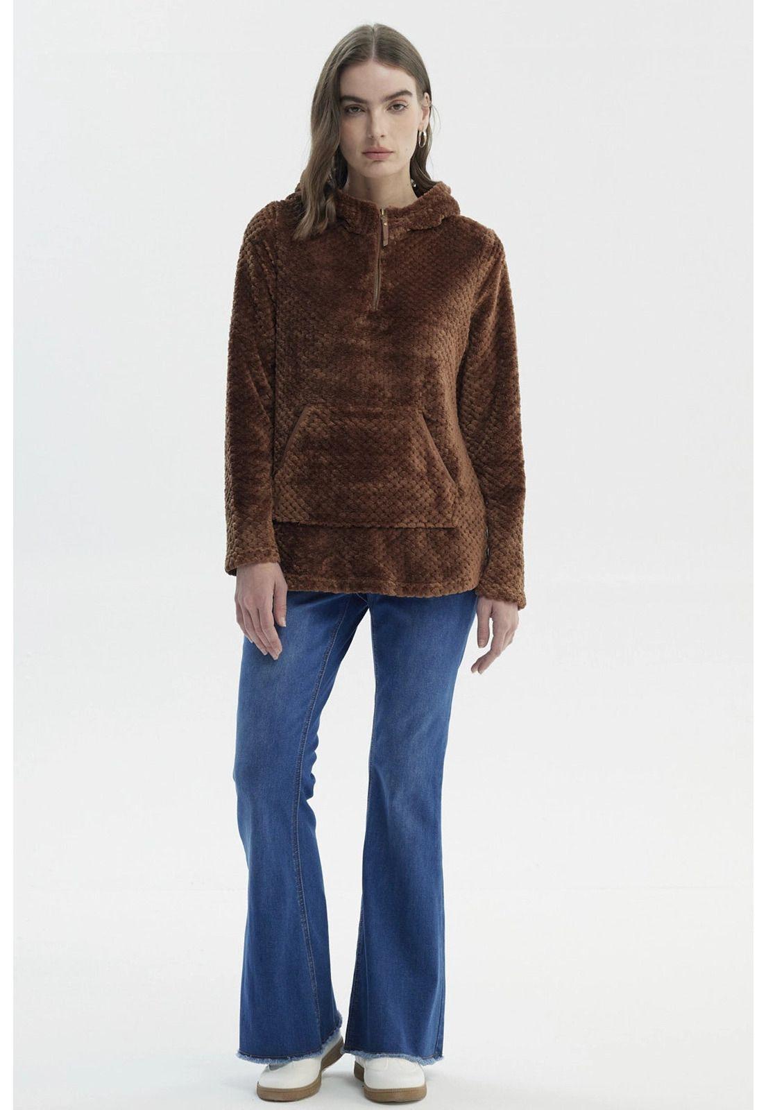 Polar Mujer Básico Aplicación Botón Camel Oscuro-3