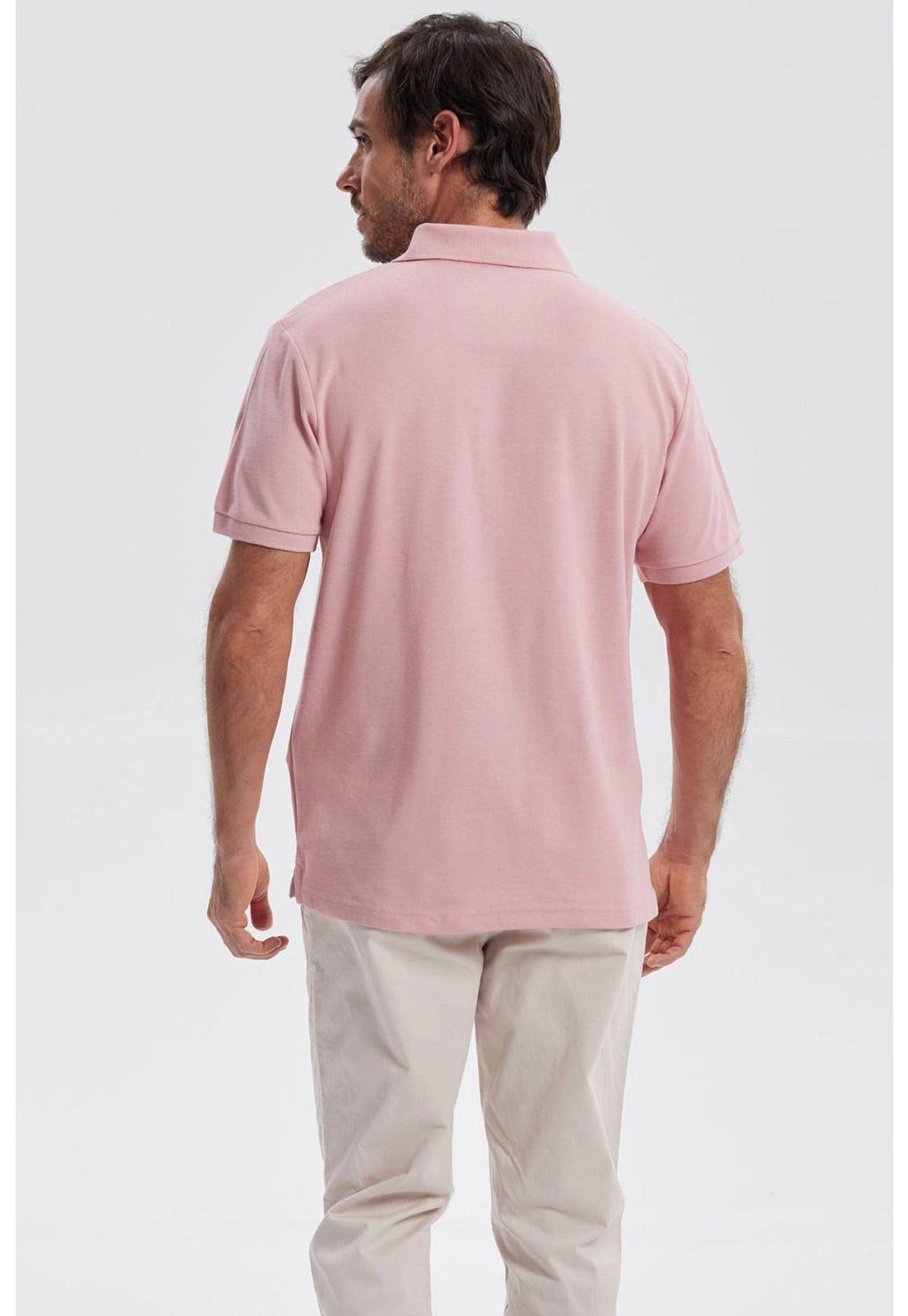 Polera Hombre Piqué Básica Lisa Palo Rosa-2