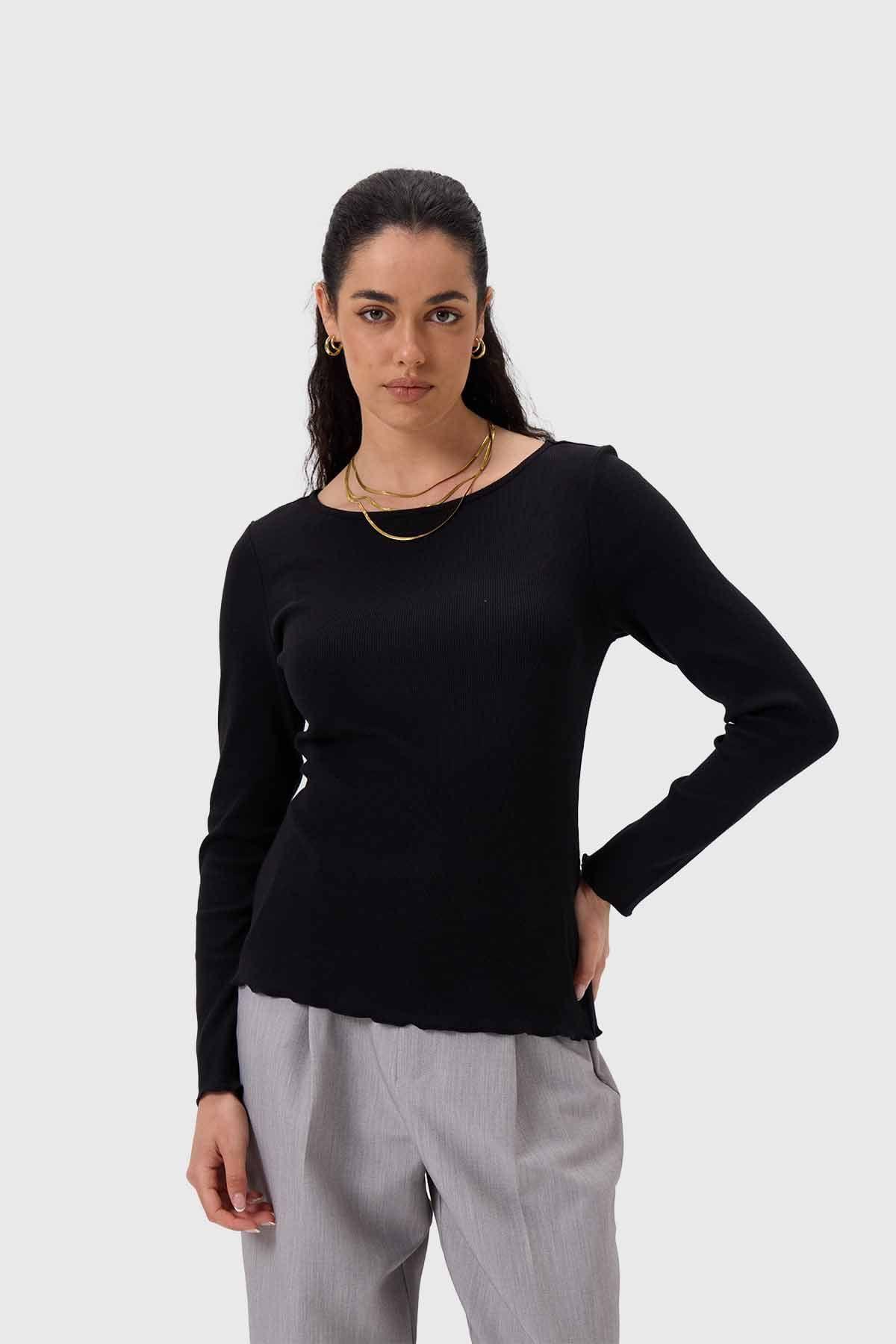 Polera Mujer Rib Negro-0