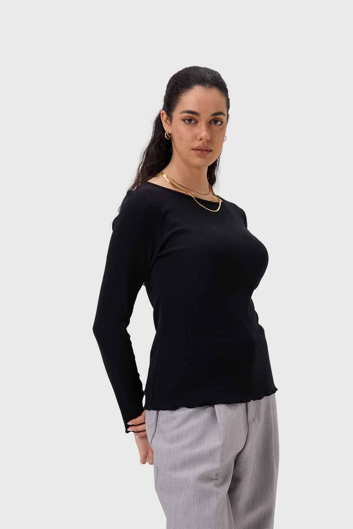 Polera Mujer Rib Negro-1