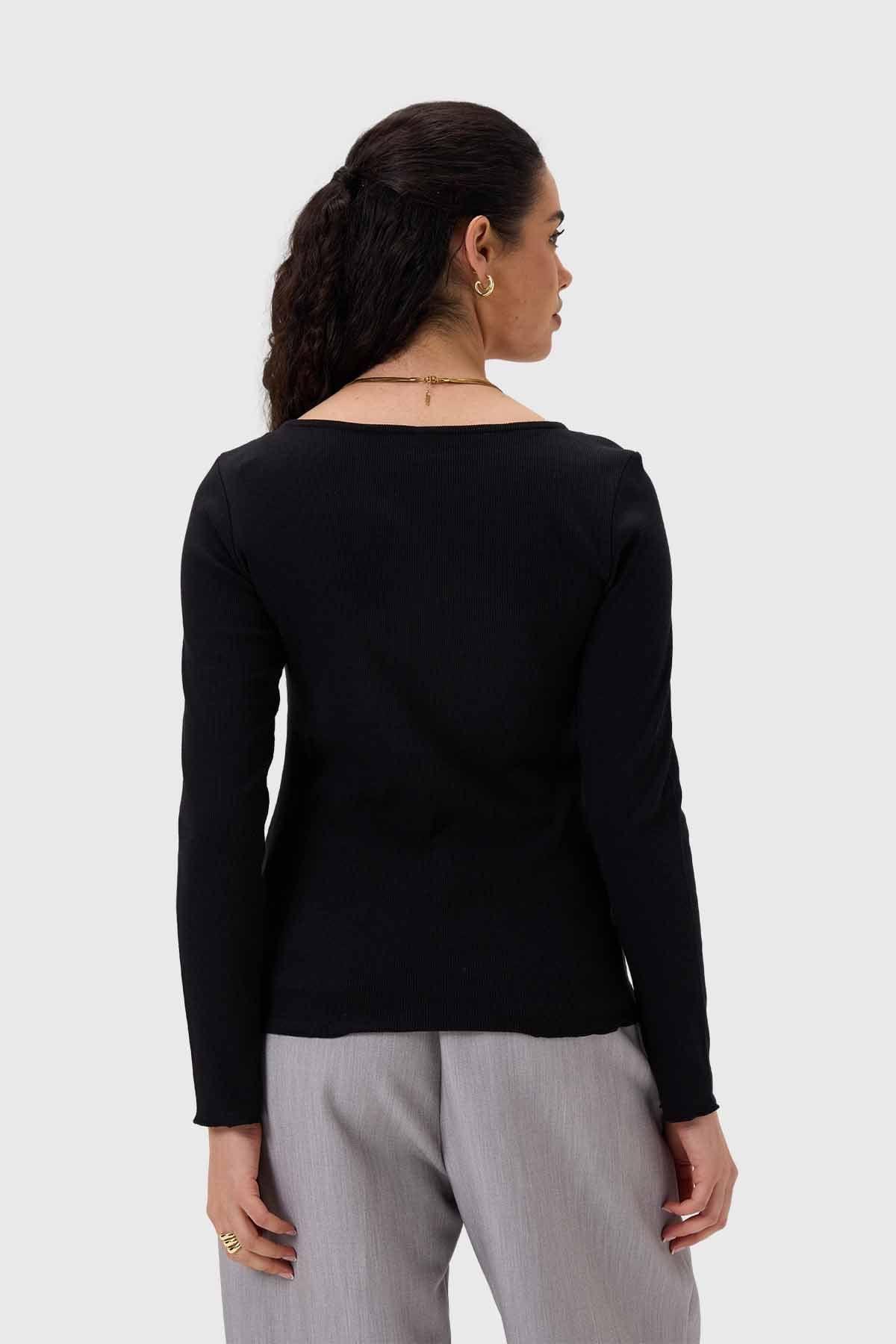 Polera Mujer Rib Negro-2