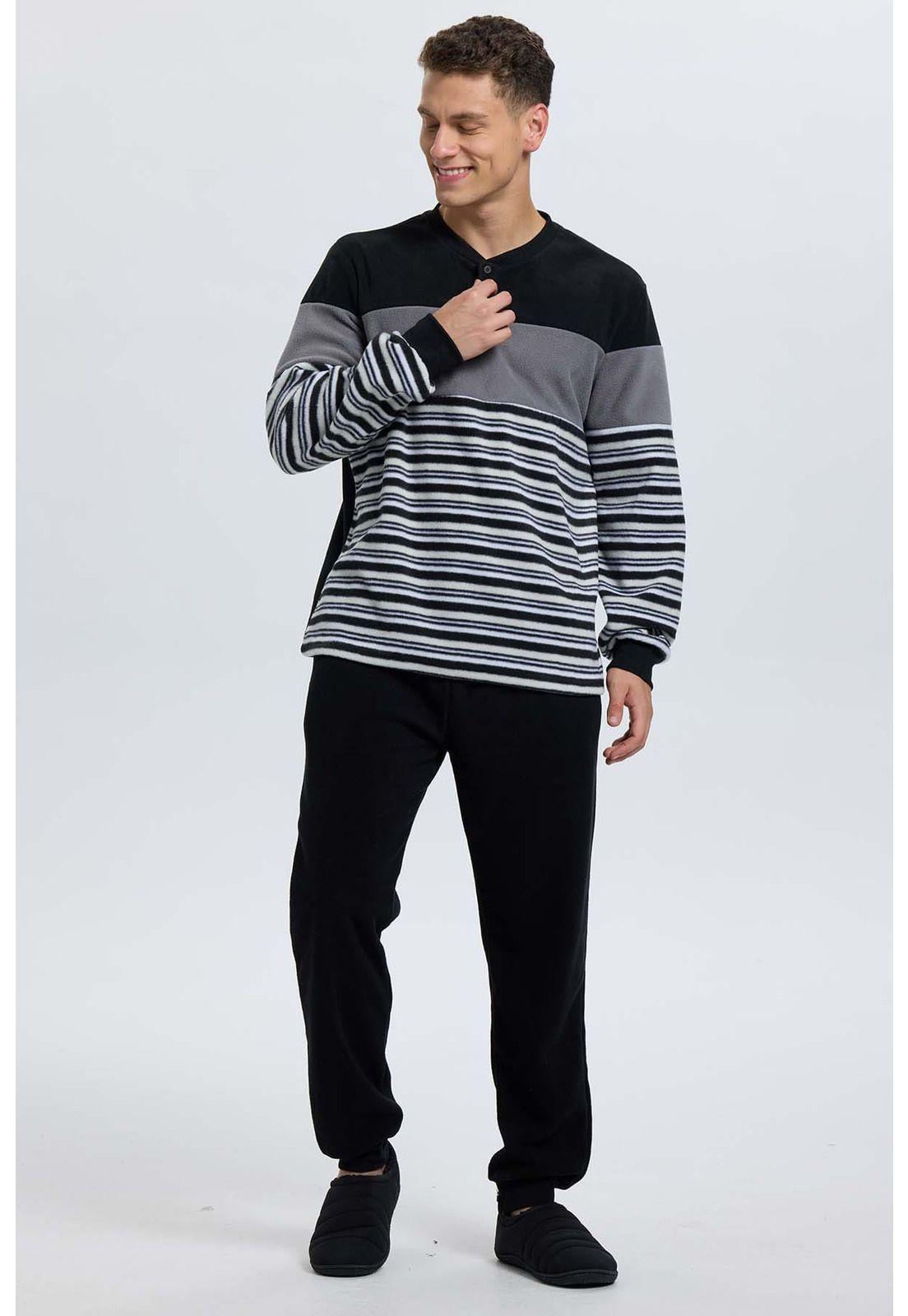 Pijama Hombre Cr Polar Negro-3