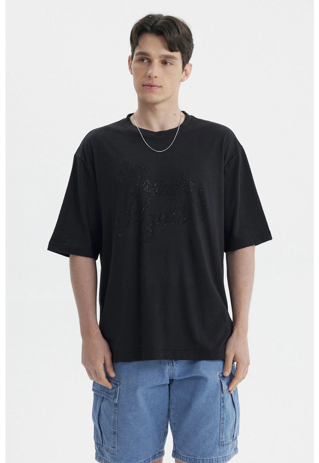 Polera Hombre Estampado Negro - V-0