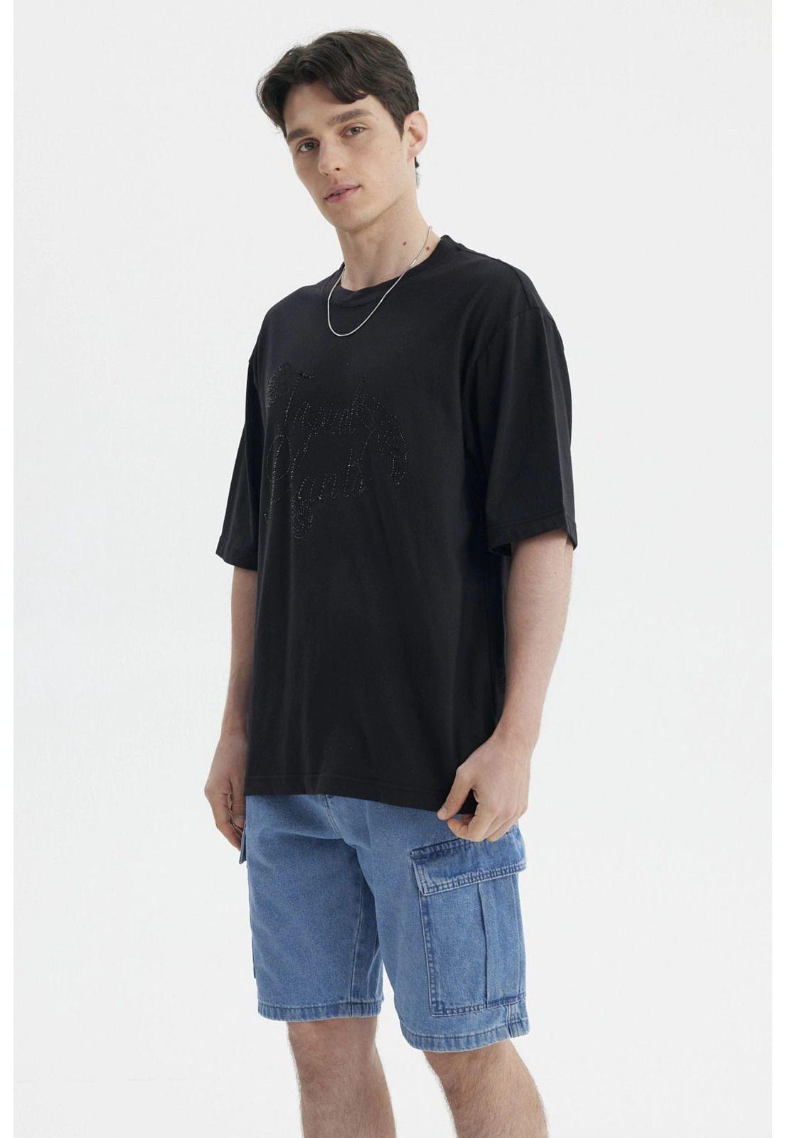 Polera Hombre Estampado Negro - V-1