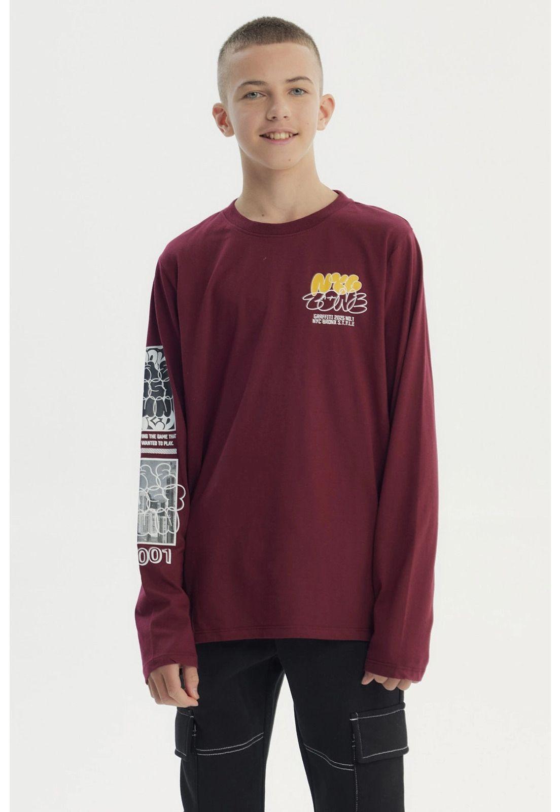 Polera Niño Slim Burdeo-0