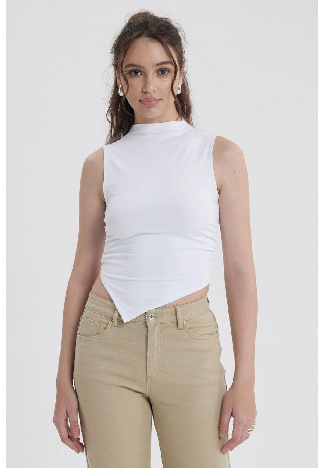 Polera Mujer Basta Asimétrica Blanco-0