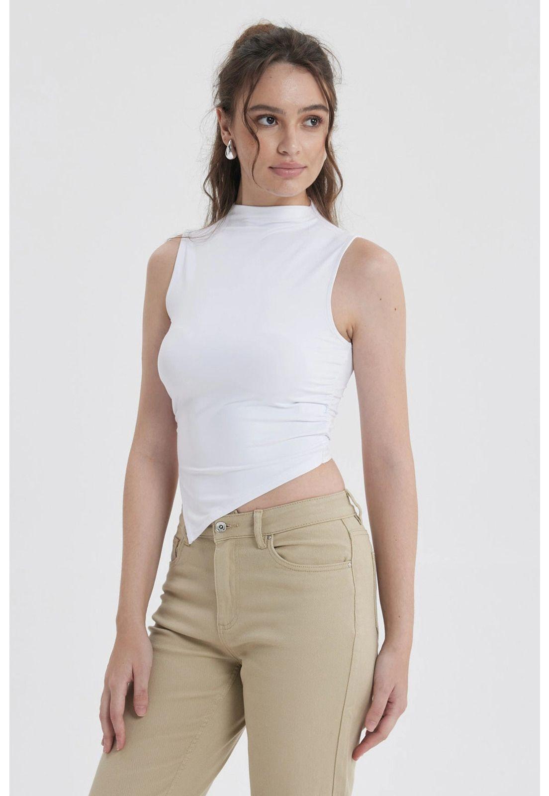 Polera Mujer Basta Asimétrica Blanco-1