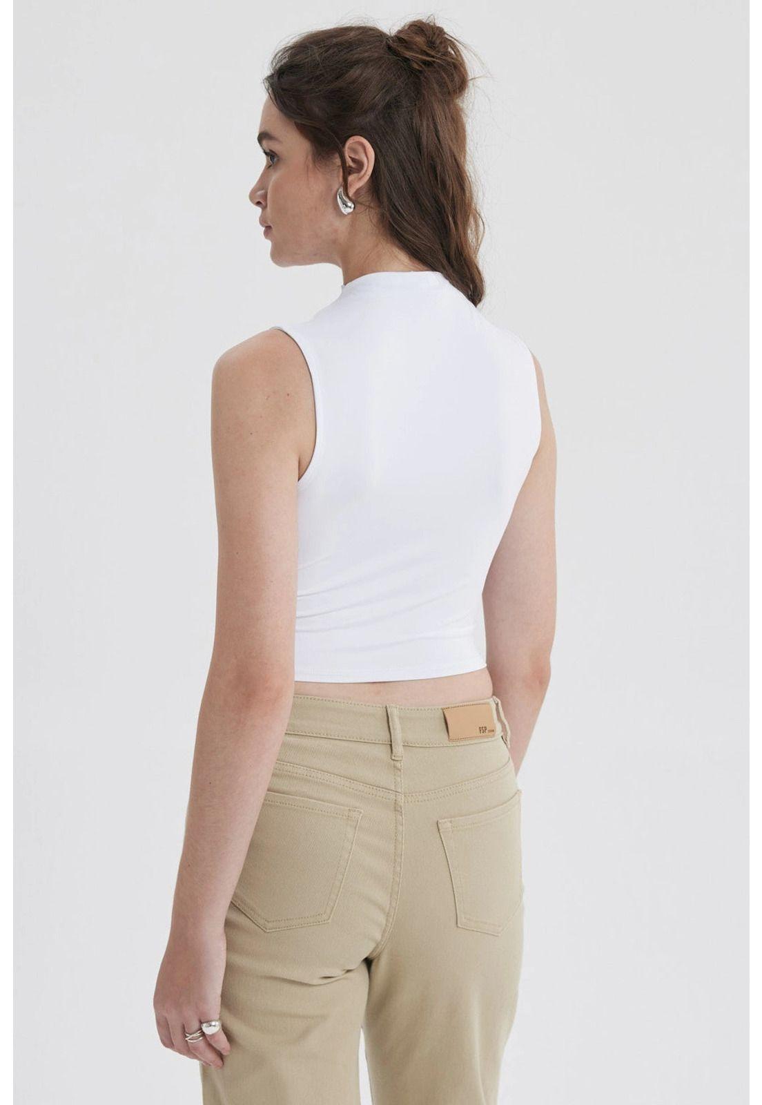 Polera Mujer Basta Asimétrica Blanco-2