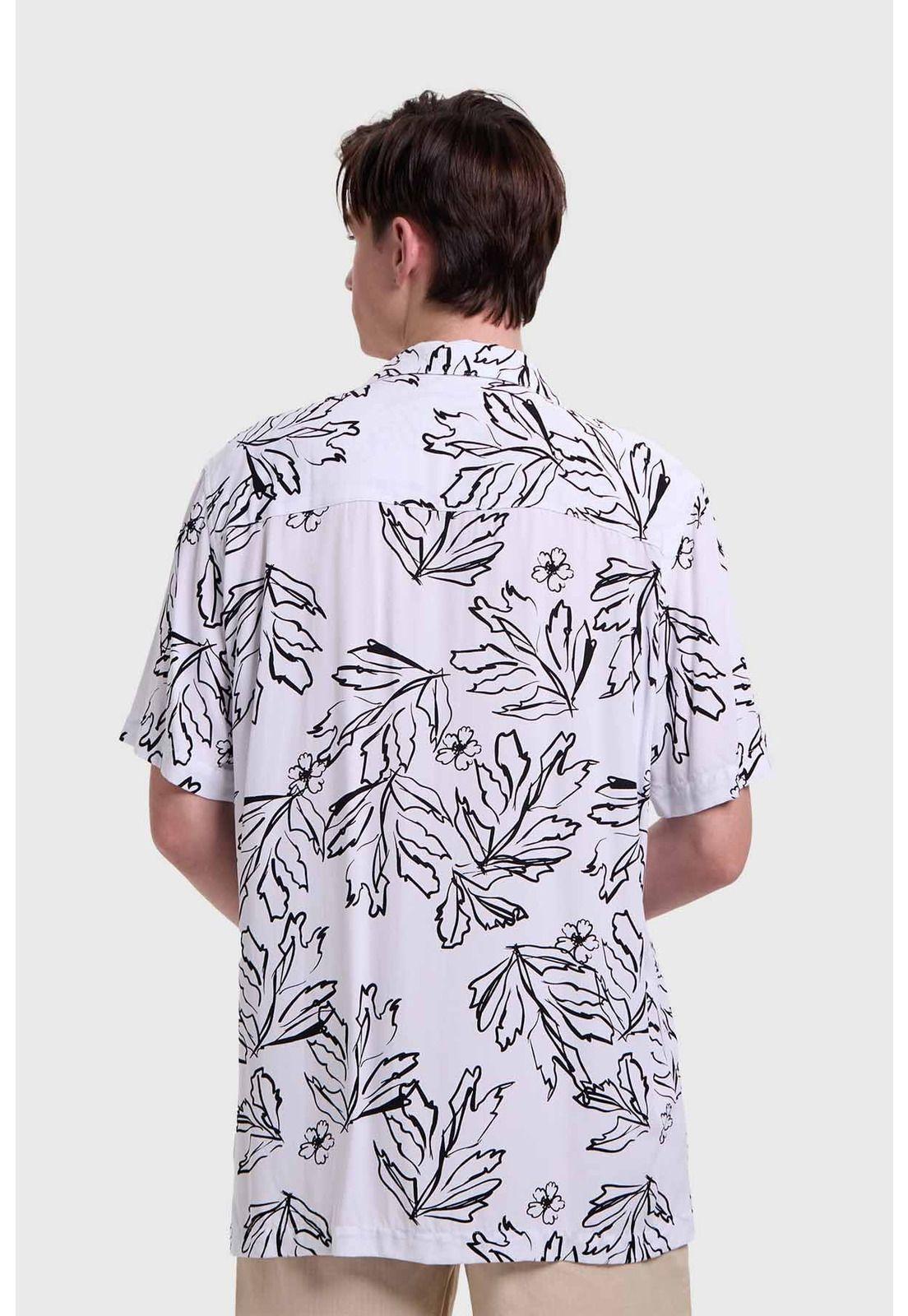 Camisa Hombre Print Tropical Blanco-2