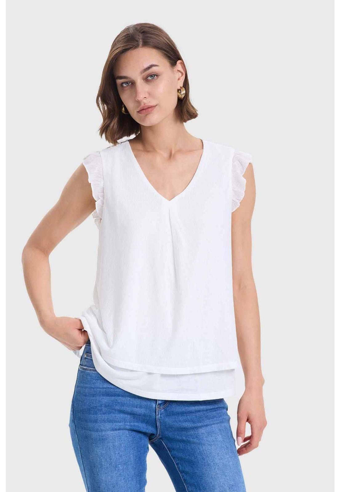 Polera Mujer Doble Capa Y Pinza Crudo-0