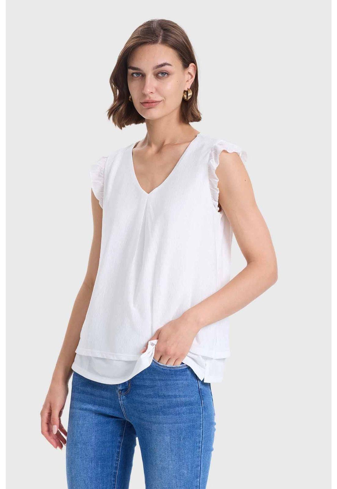 Polera Mujer Doble Capa Y Pinza Crudo-1