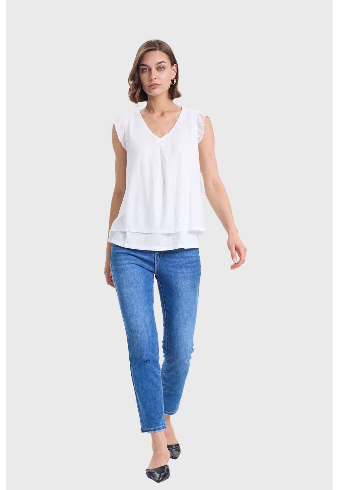 Polera Mujer Doble Capa Y Pinza Crudo-3
