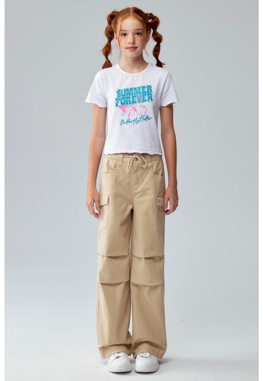 Pantalón Niña Parachute Con Bolsillo Beige-3