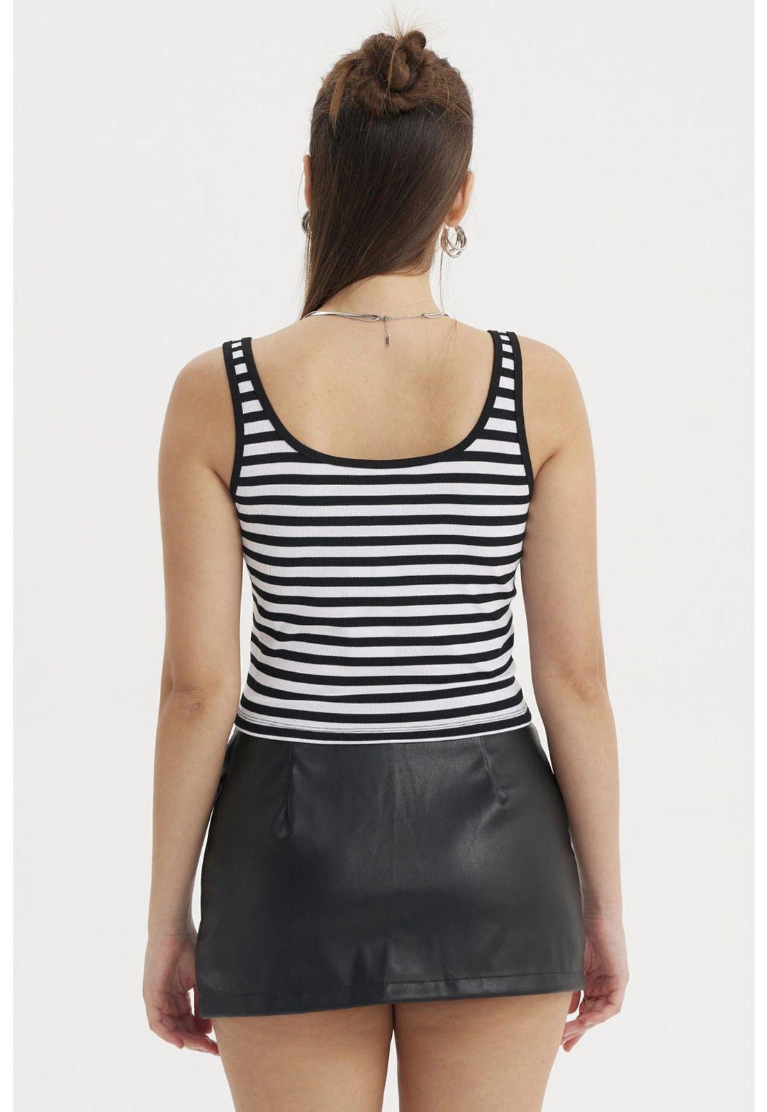 Polera Mujer Escote Cuadrado Negro / Blanco-2