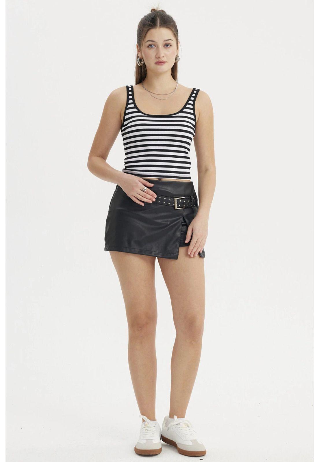 Polera Mujer Escote Cuadrado Negro / Blanco-3