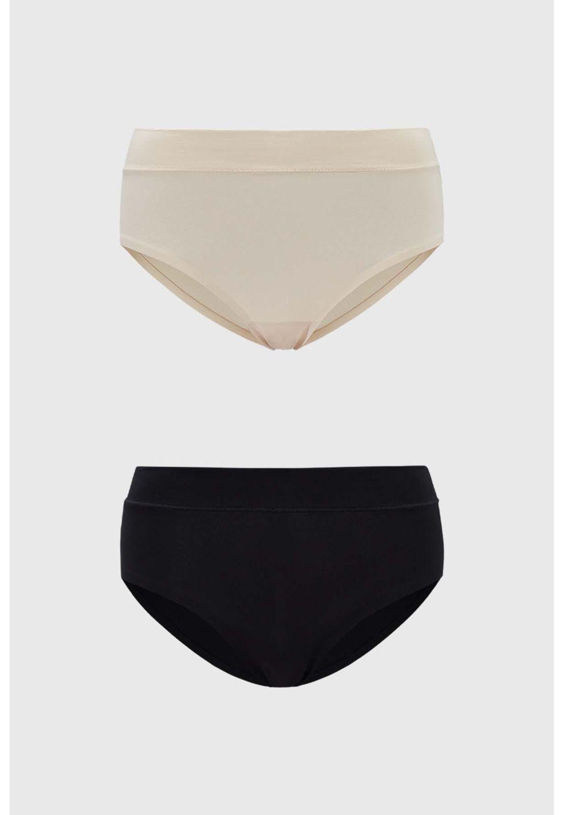 Calzón Mujer Bipack Tiro Alto Algodón Crudo-0