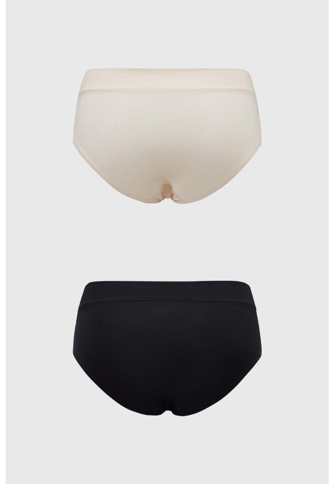 Calzón Mujer Bipack Tiro Alto Algodón Crudo-1