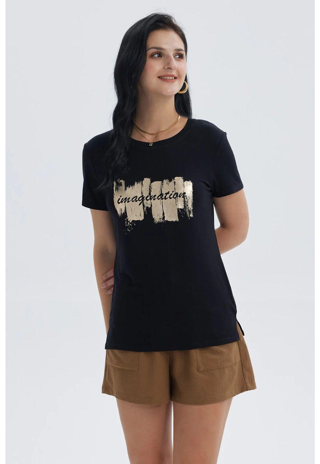 Polera Mujer Print Negro - VI-0