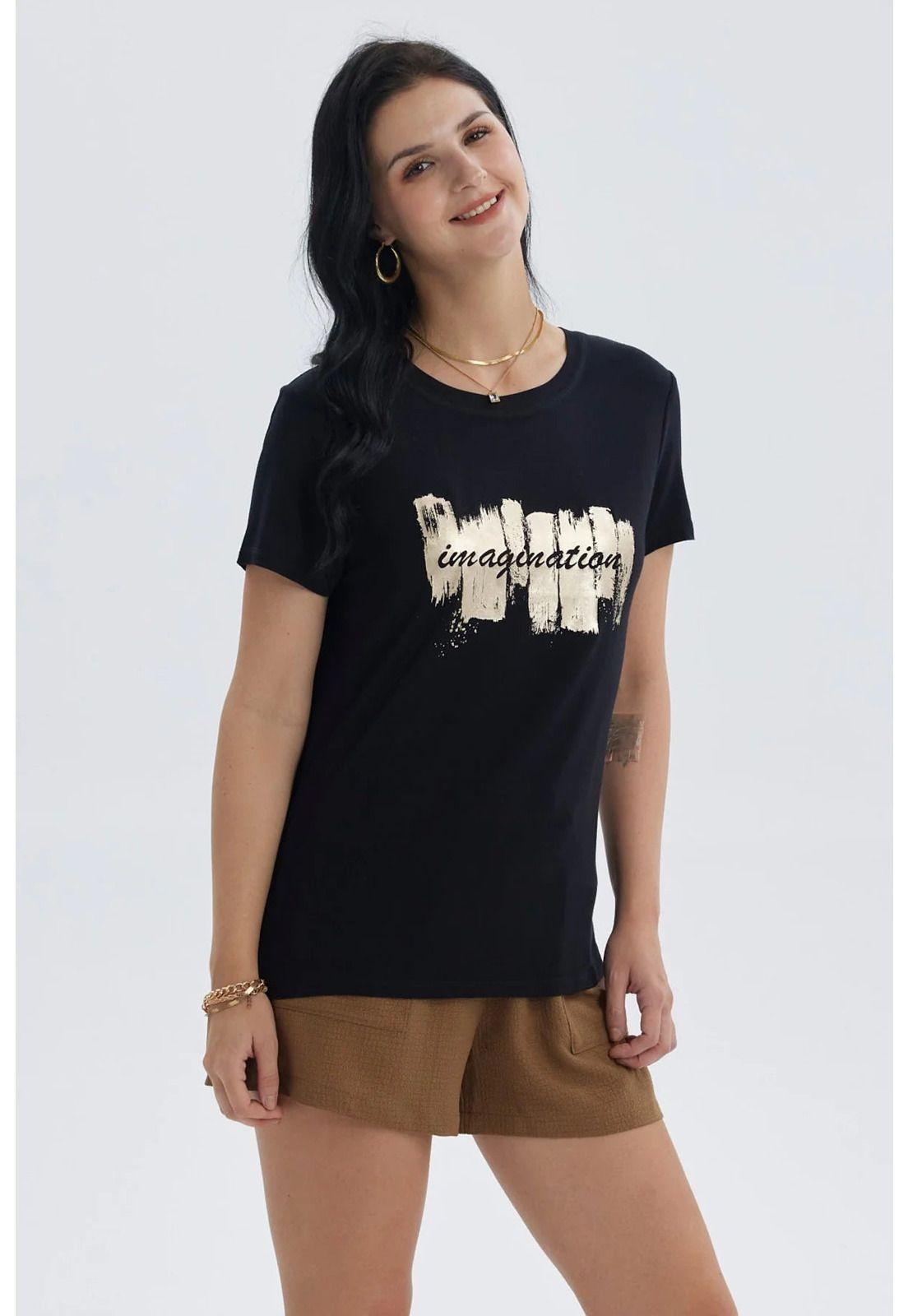 Polera Mujer Print Negro - VI-1