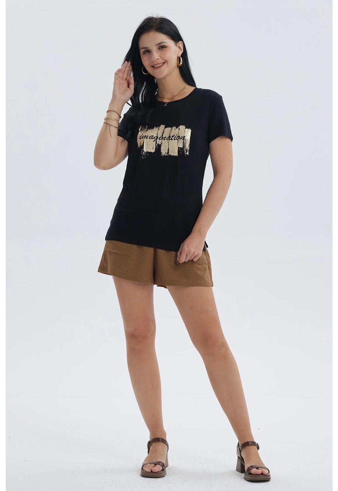 Polera Mujer Print Negro - VI-3
